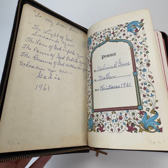 Vintage 1960s Holy Bible Concordance KJV Cross Zip-Around Leather Binding - Picture 7 of 13